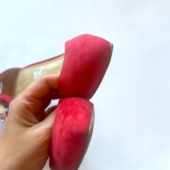 Liz Claiborne Red Leather Harriet Pointy Toe Strappy Heels - Picture 7 of 9